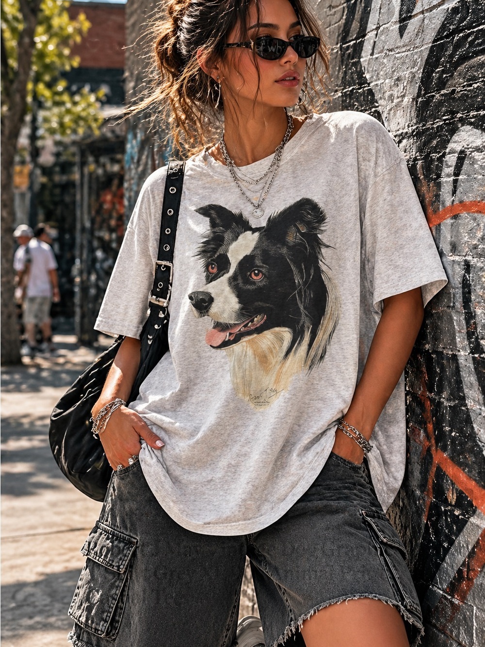 Robert J May Vintage Dog Graphic T Shirt Grey XL 90s Animal Print Casual Tee
